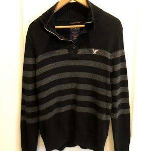 American Eagle Quarter Zip Horizontal Stripe